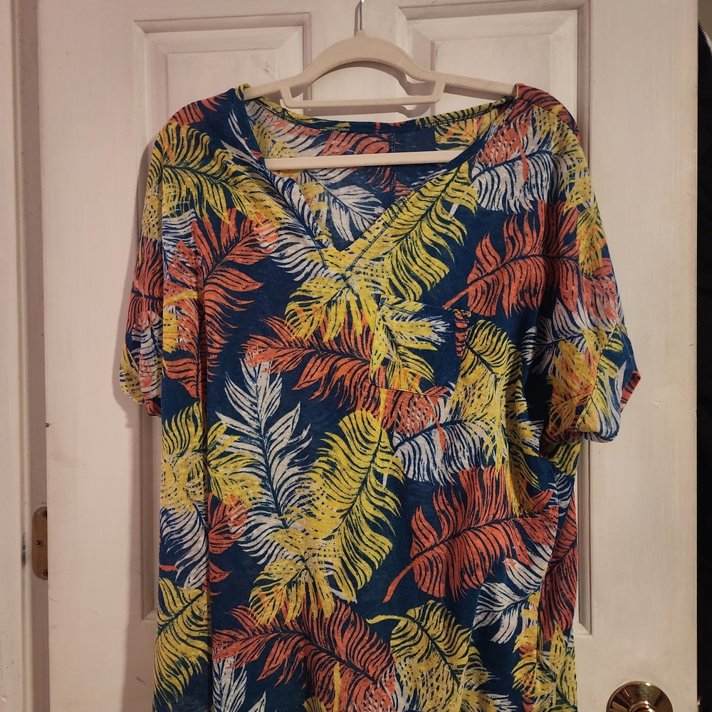 Tropical Leaf Print Women's Top